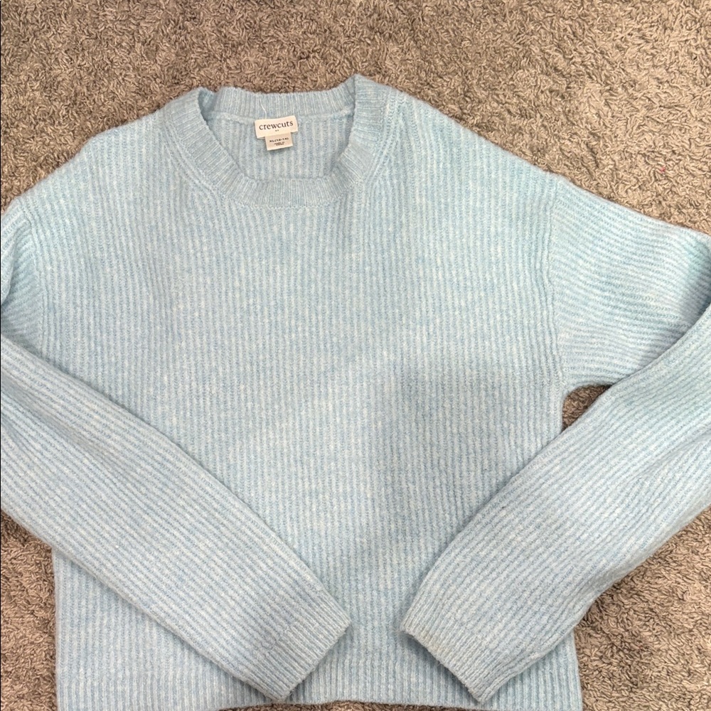 Crewcuts Light Blue Ribbed Crewneck Sweater